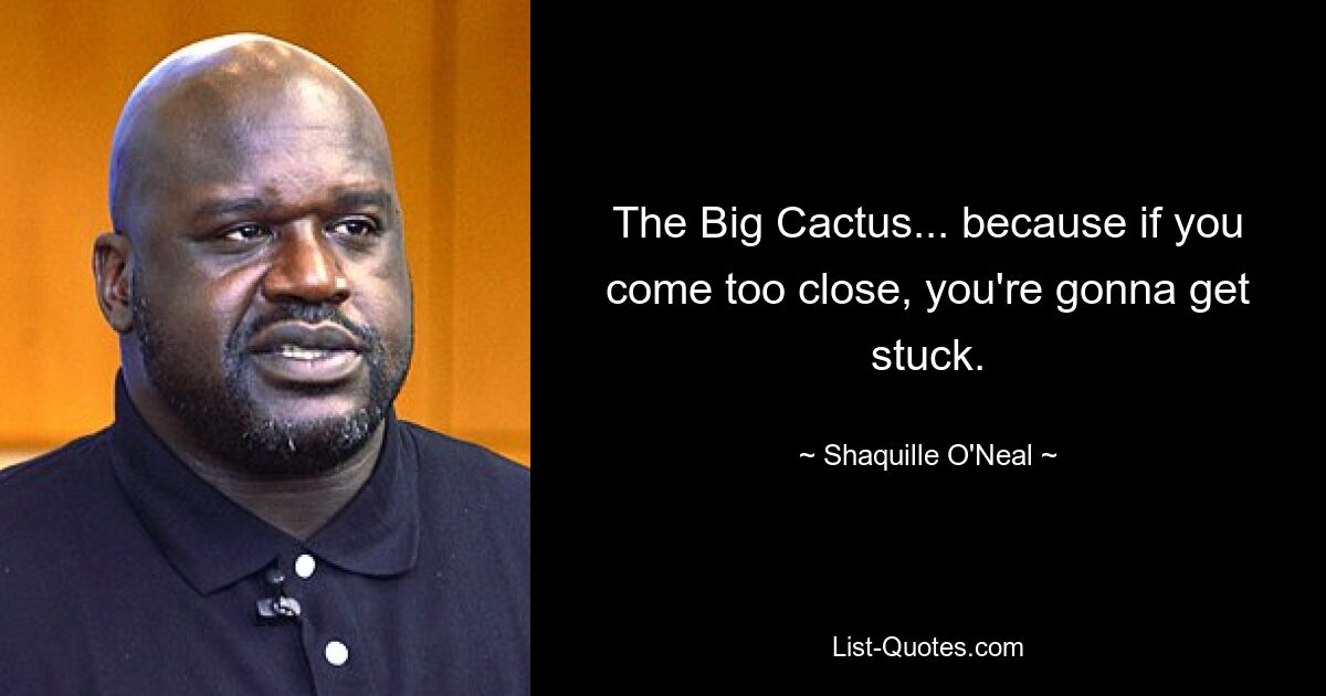 The Big Cactus... because if you come too close, you're gonna get stuck. — © Shaquille O'Neal