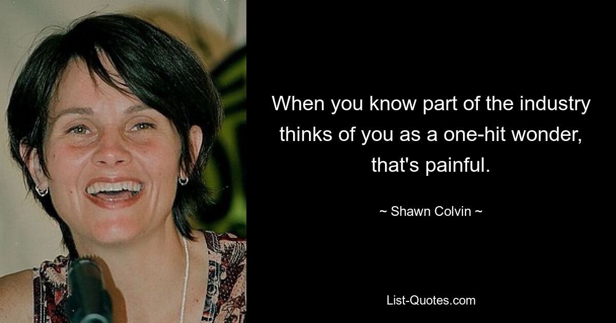 When you know part of the industry thinks of you as a one-hit wonder, that's painful. — © Shawn Colvin