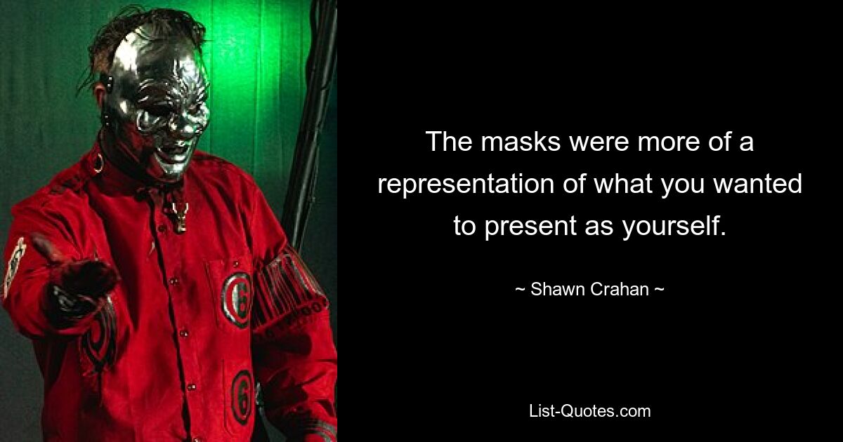 The masks were more of a representation of what you wanted to present as yourself. — © Shawn Crahan