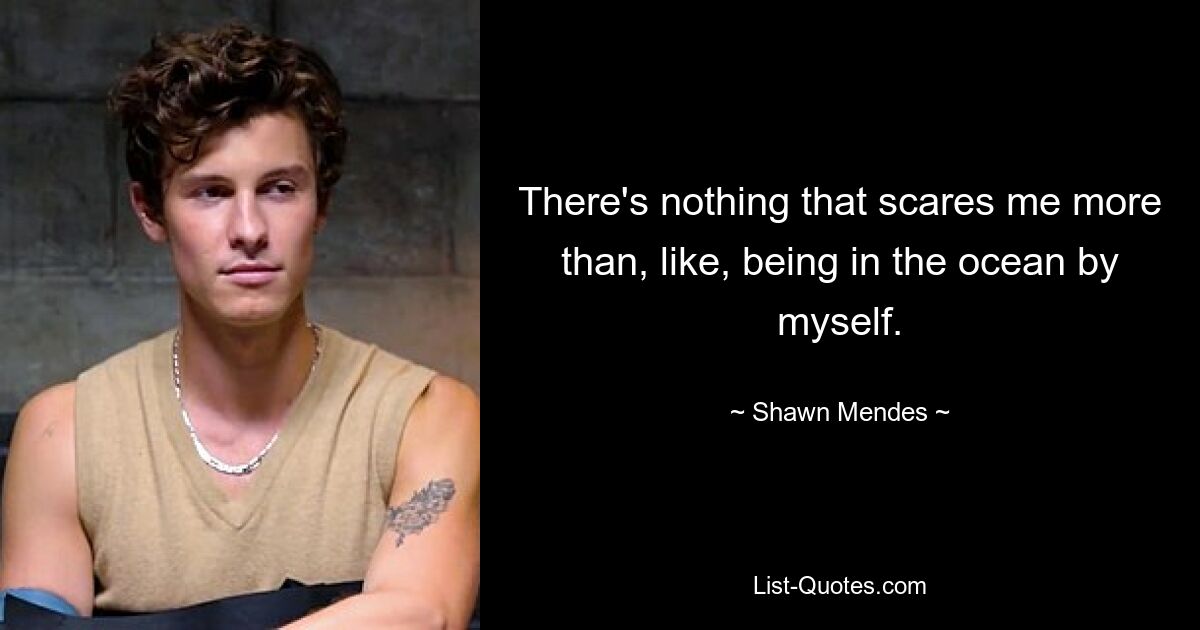 There's nothing that scares me more than, like, being in the ocean by myself. — © Shawn Mendes