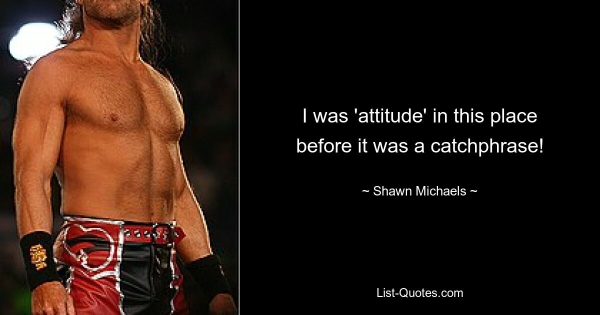 I was 'attitude' in this place before it was a catchphrase! — © Shawn Michaels