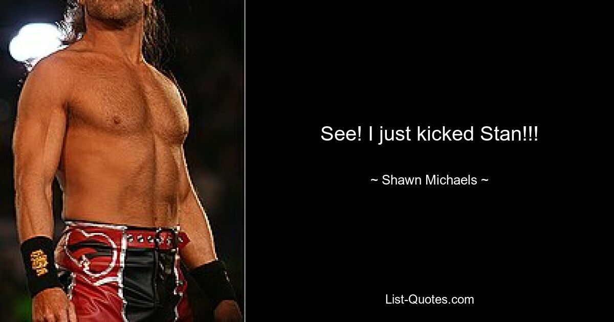 See! I just kicked Stan!!! — © Shawn Michaels