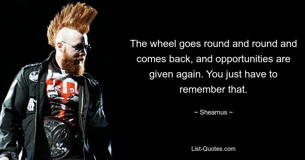 The wheel goes round and round and comes back, and opportunities are given again. You just have to remember that. — © Sheamus