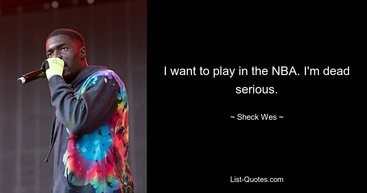 I want to play in the NBA. I'm dead serious. — © Sheck Wes