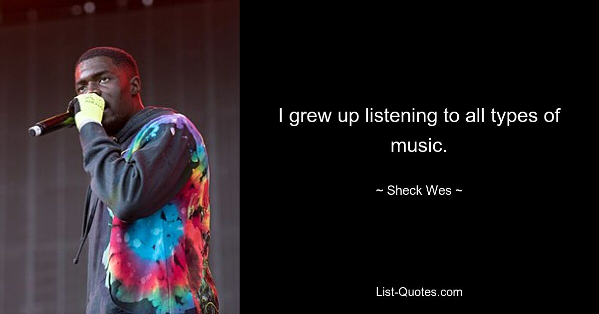 I grew up listening to all types of music. — © Sheck Wes