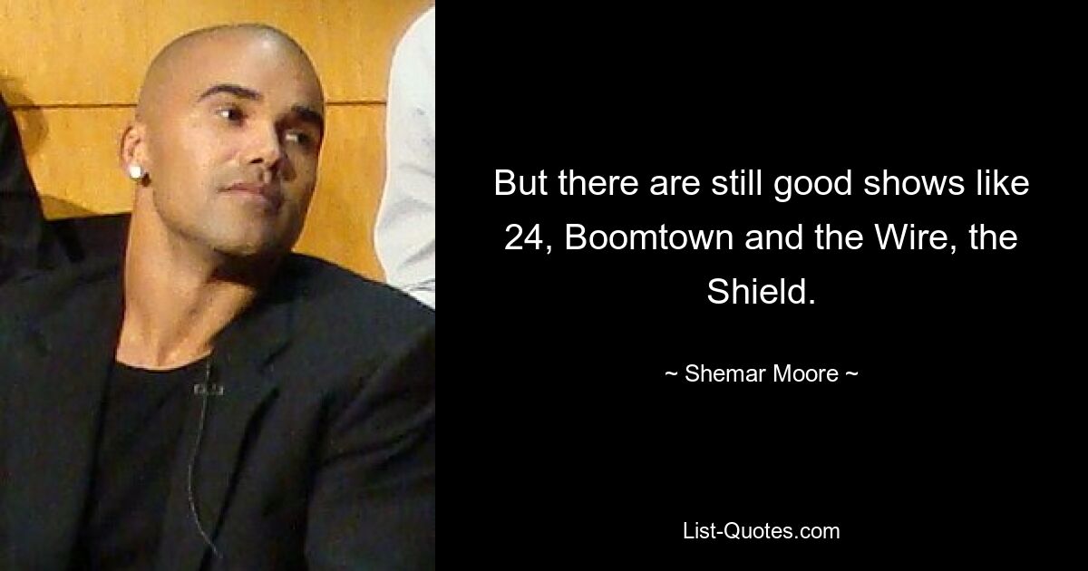 But there are still good shows like 24, Boomtown and the Wire, the Shield. — © Shemar Moore