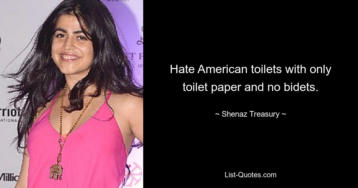 Hate American toilets with only toilet paper and no bidets. — © Shenaz Treasury