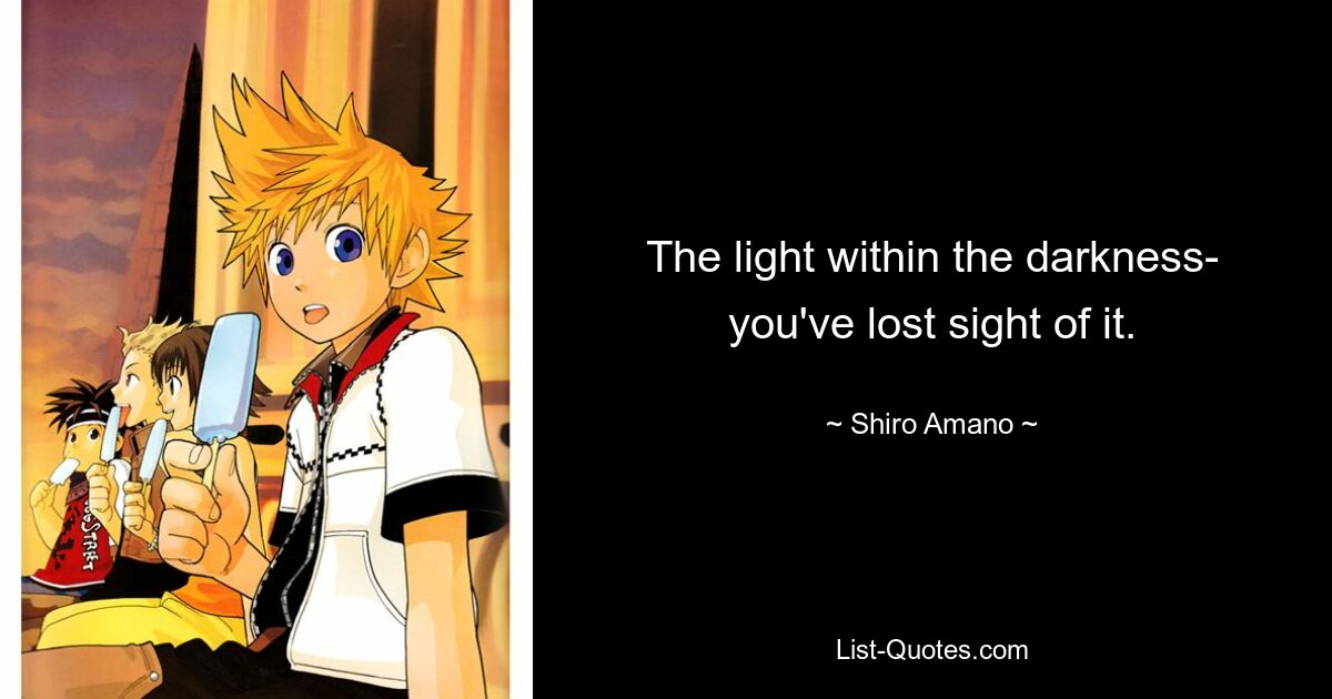 The light within the darkness- you've lost sight of it. — © Shiro Amano