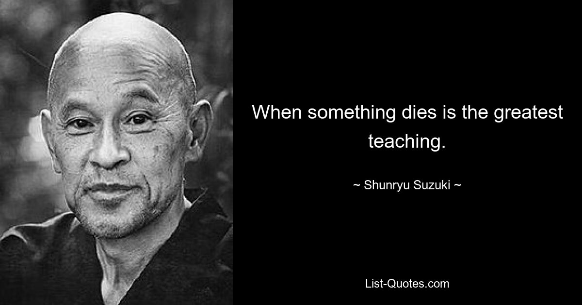 When something dies is the greatest teaching. — © Shunryu Suzuki