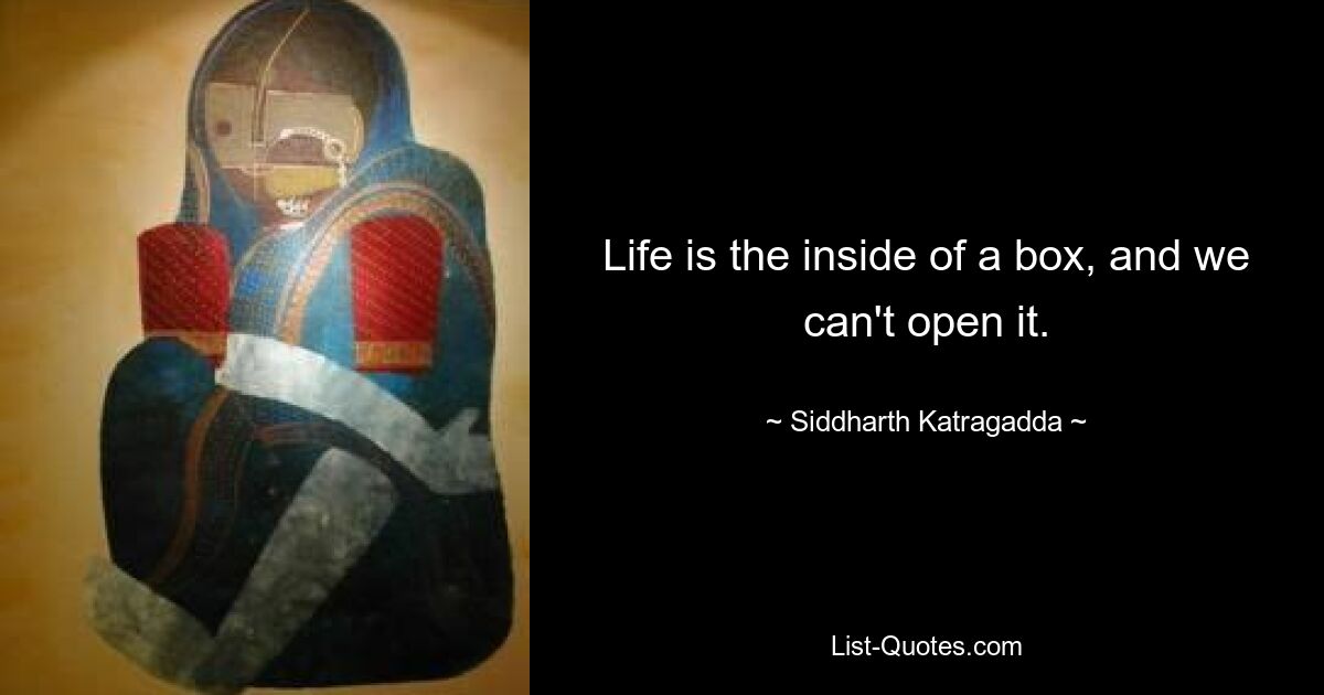 Life is the inside of a box, and we can't open it. — © Siddharth Katragadda