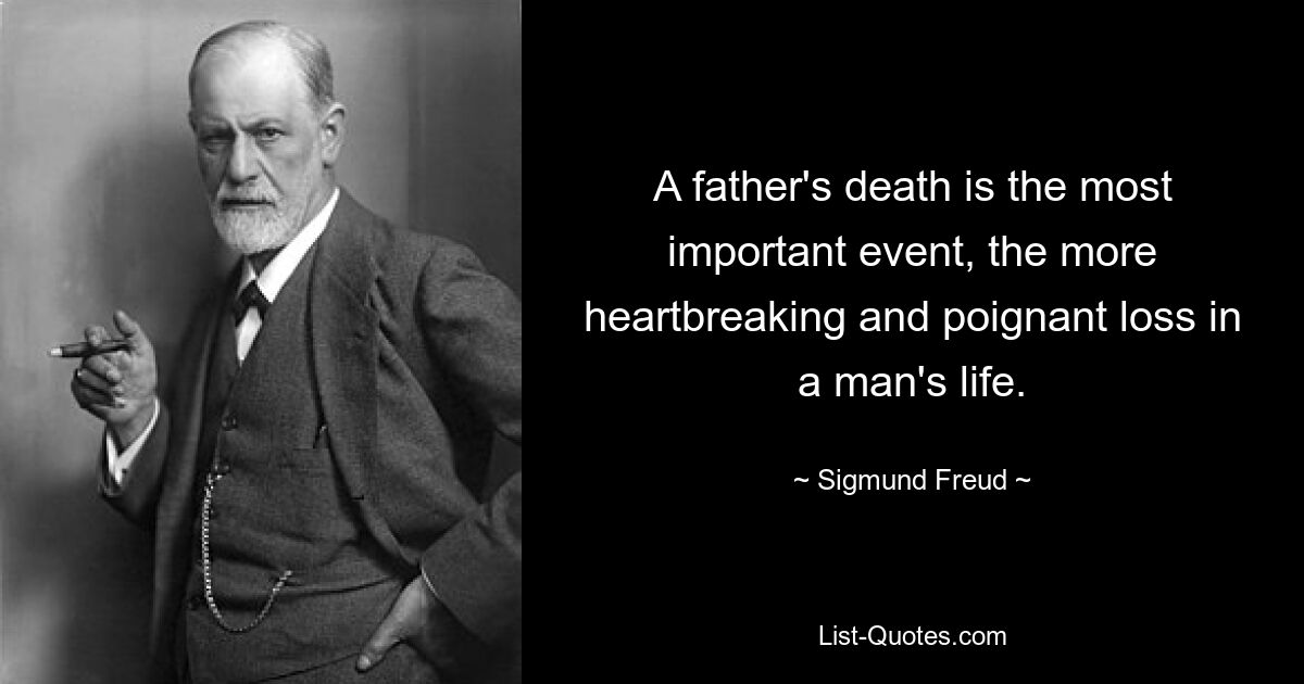 Der Tod eines Vaters ist das wichtigste Ereignis, der herzzerreißendste und schmerzlichste Verlust im Leben eines Mannes. — © Sigmund Freud