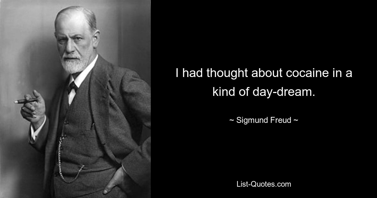 I had thought about cocaine in a kind of day-dream. — © Sigmund Freud