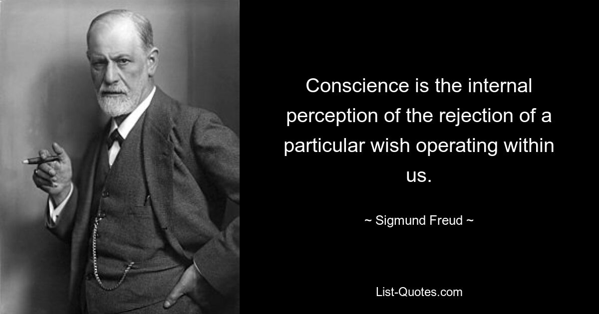 Conscience is the internal perception of the rejection of a particular wish operating within us. — © Sigmund Freud