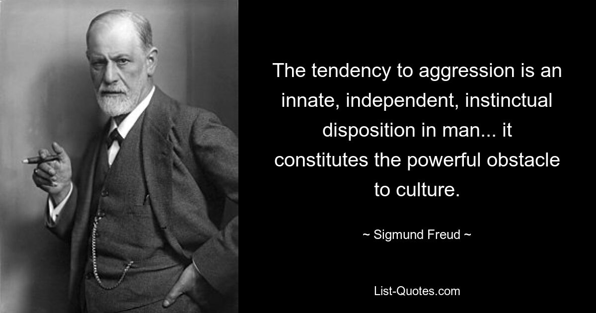 The tendency to aggression is an innate, independent, instinctual disposition in man... it constitutes the powerful obstacle to culture. — © Sigmund Freud