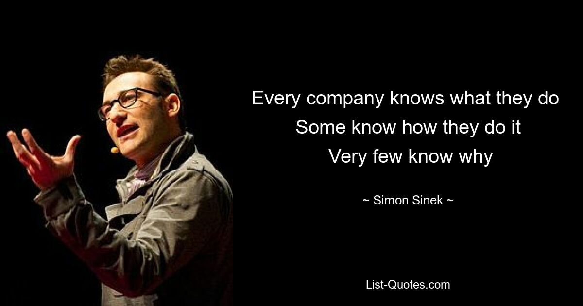 Every company knows what they do 
 Some know how they do it 
 Very few know why — © Simon Sinek