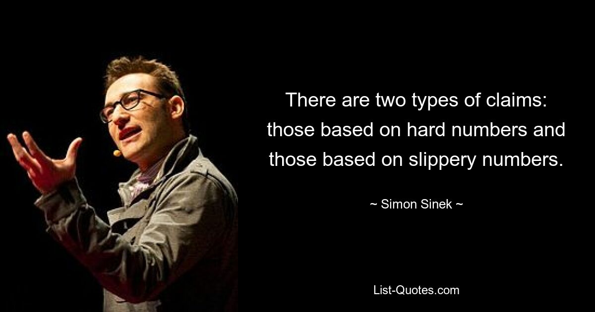 Есть два типа претензий: те, которые основаны на точных цифрах, и те, которые основаны на скользких цифрах. — © Саймон Синек 