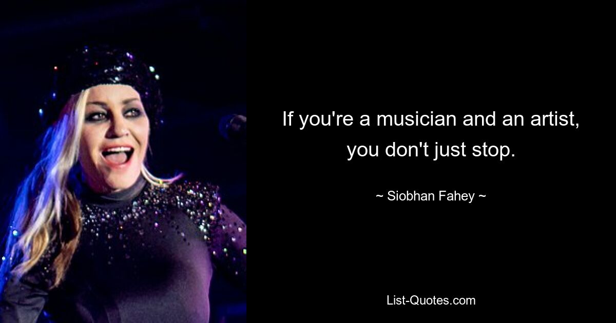 If you're a musician and an artist, you don't just stop. — © Siobhan Fahey