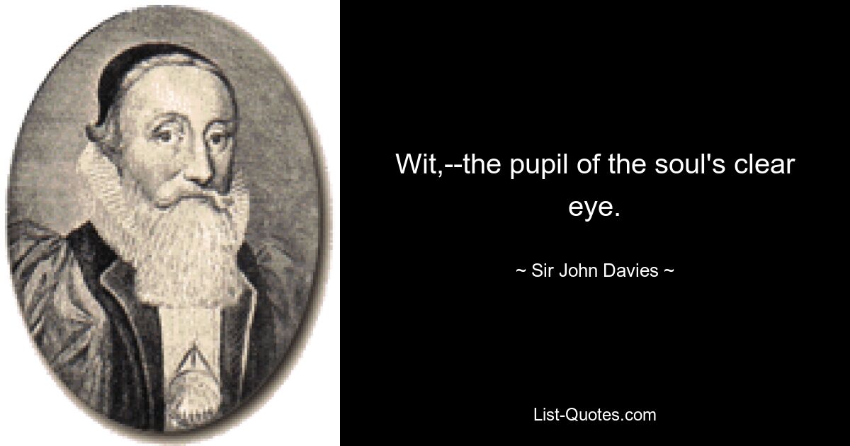 Wit,--the pupil of the soul's clear eye. — © Sir John Davies