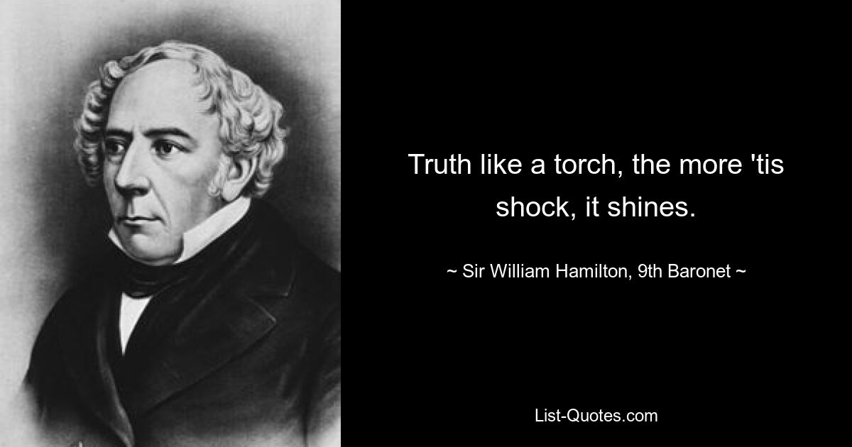 Truth like a torch, the more 'tis shock, it shines. — © Sir William Hamilton, 9th Baronet