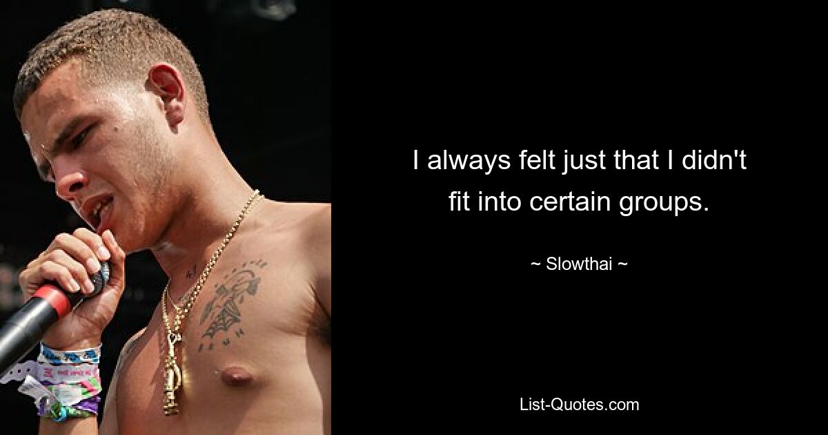 I always felt just that I didn't fit into certain groups. — © Slowthai