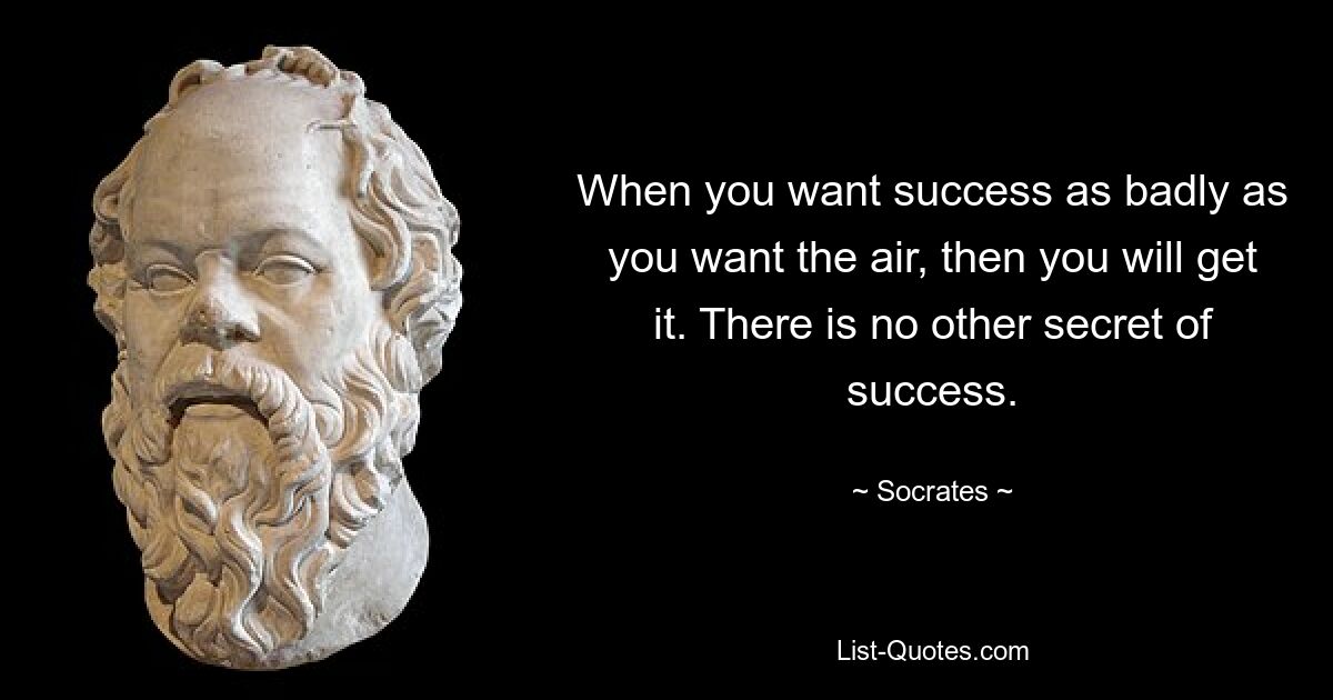 When you want success as badly as you want the air, then you will get it. There is no other secret of success. — © Socrates