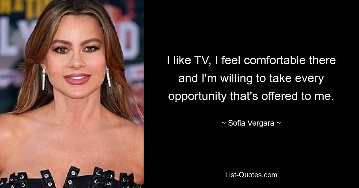 I like TV, I feel comfortable there and I'm willing to take every opportunity that's offered to me. — © Sofia Vergara