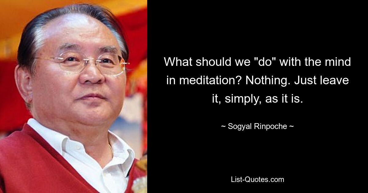 What should we "do" with the mind in meditation? Nothing. Just leave it, simply, as it is. — © Sogyal Rinpoche