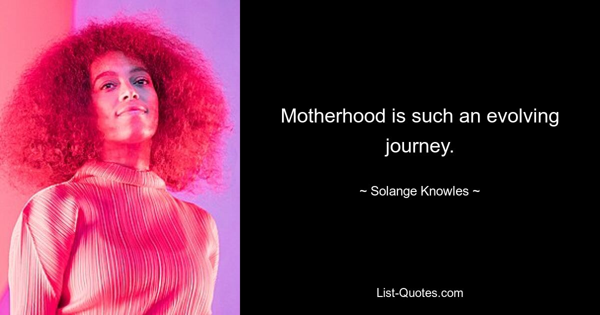 Motherhood is such an evolving journey. — © Solange Knowles