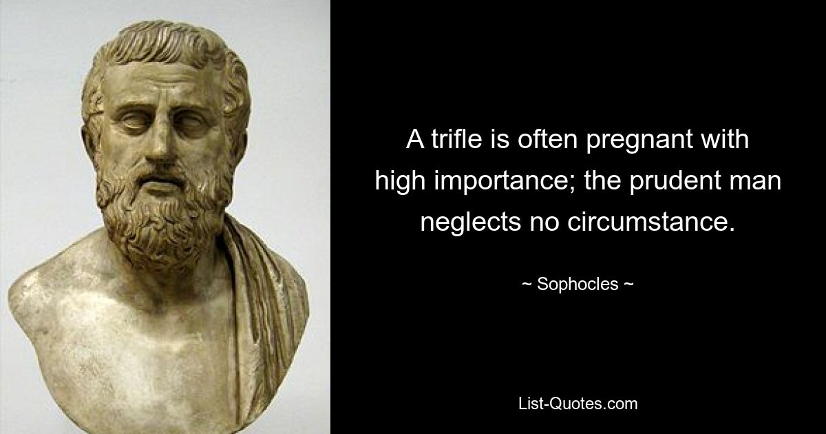 A trifle is often pregnant with high importance; the prudent man neglects no circumstance. — © Sophocles