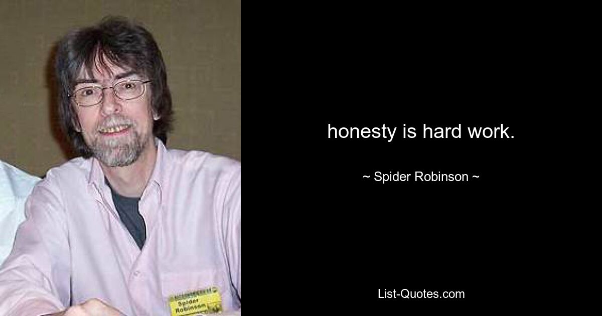 honesty is hard work. — © Spider Robinson