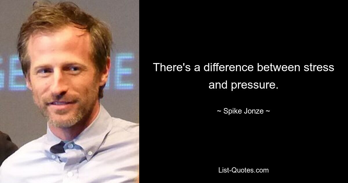 There's a difference between stress and pressure. — © Spike Jonze