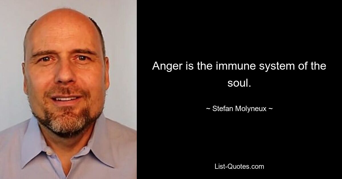 Anger is the immune system of the soul. — © Stefan Molyneux