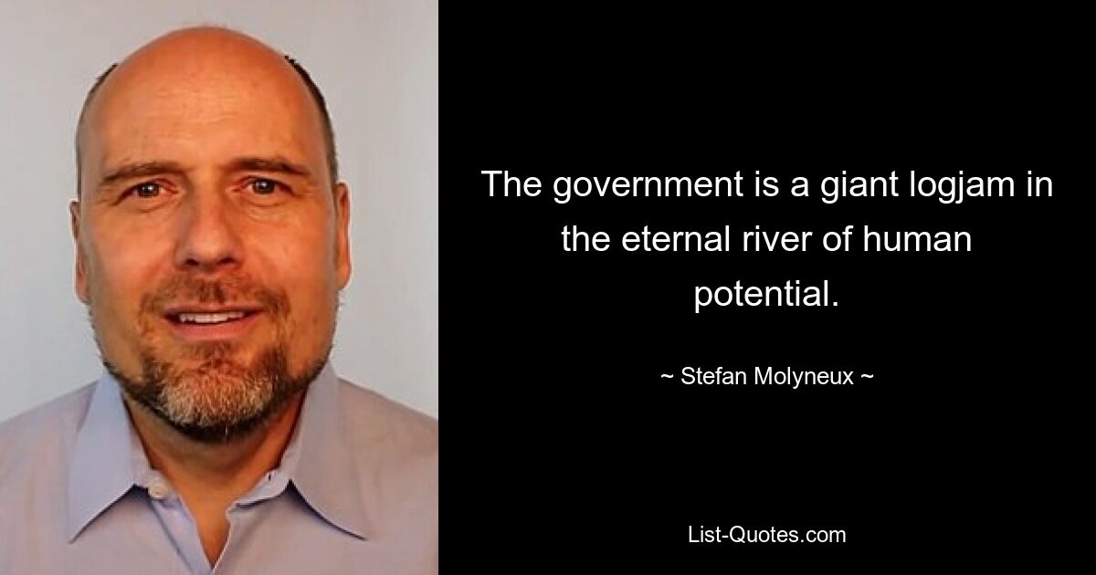 The government is a giant logjam in the eternal river of human potential. — © Stefan Molyneux