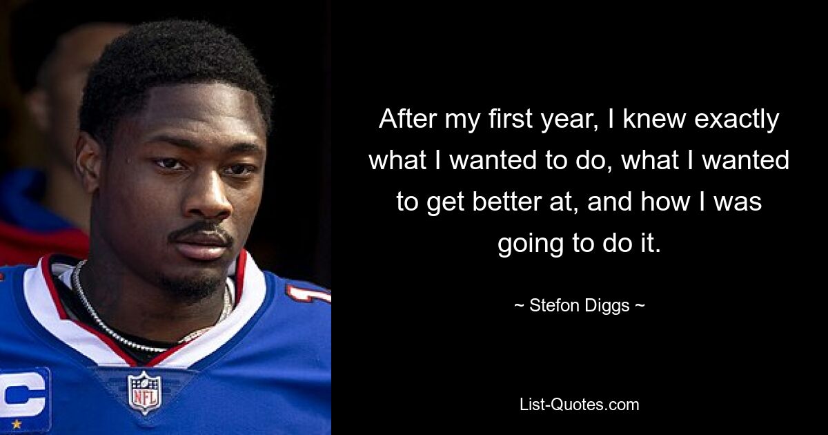 After my first year, I knew exactly what I wanted to do, what I wanted to get better at, and how I was going to do it. — © Stefon Diggs