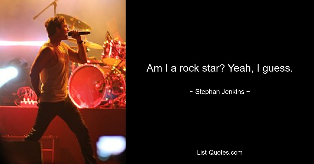 Am I a rock star? Yeah, I guess. — © Stephan Jenkins