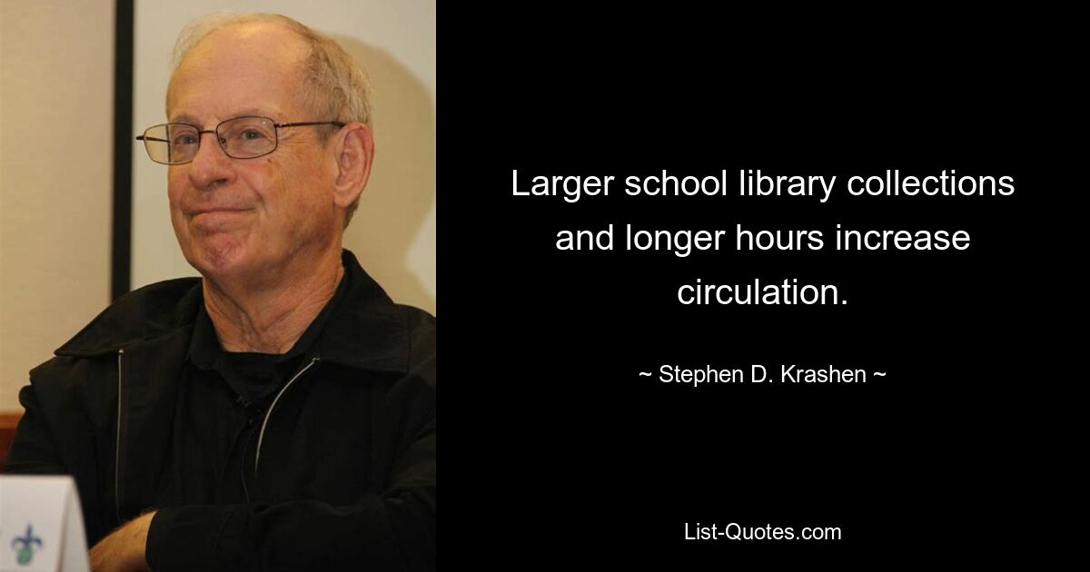 Larger school library collections and longer hours increase circulation. — © Stephen D. Krashen