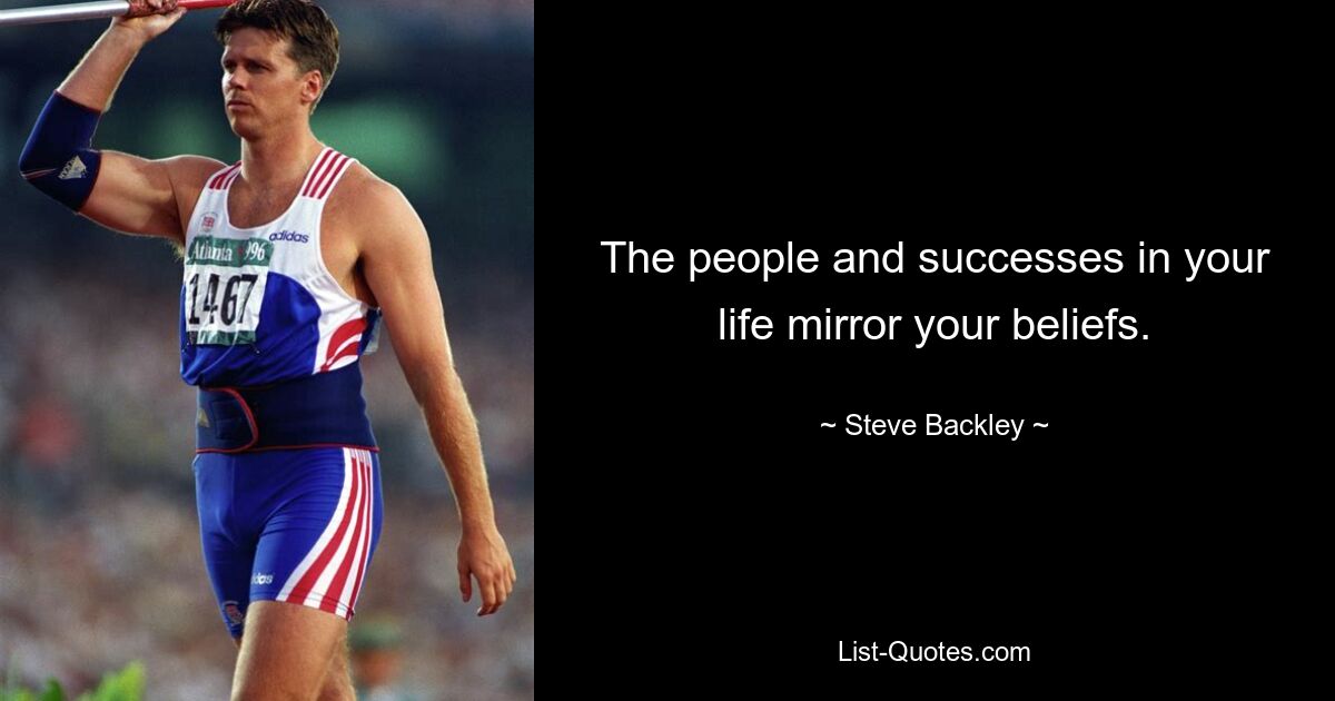 The people and successes in your life mirror your beliefs. — © Steve Backley