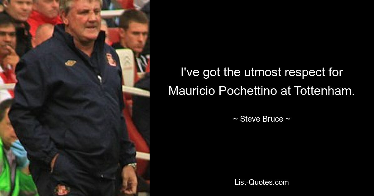 I've got the utmost respect for Mauricio Pochettino at Tottenham. — © Steve Bruce