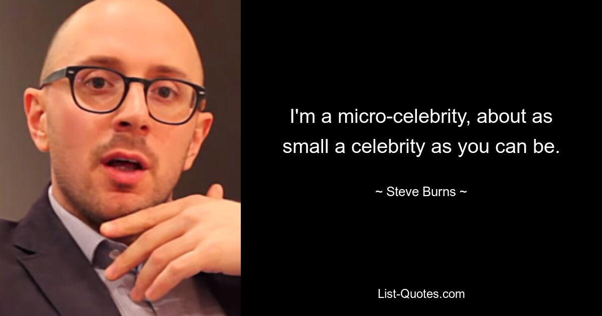 I'm a micro-celebrity, about as small a celebrity as you can be. — © Steve Burns