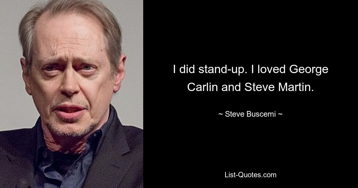 I did stand-up. I loved George Carlin and Steve Martin. — © Steve Buscemi