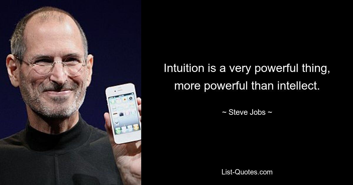 Intuition is a very powerful thing, more powerful than intellect. — © Steve Jobs