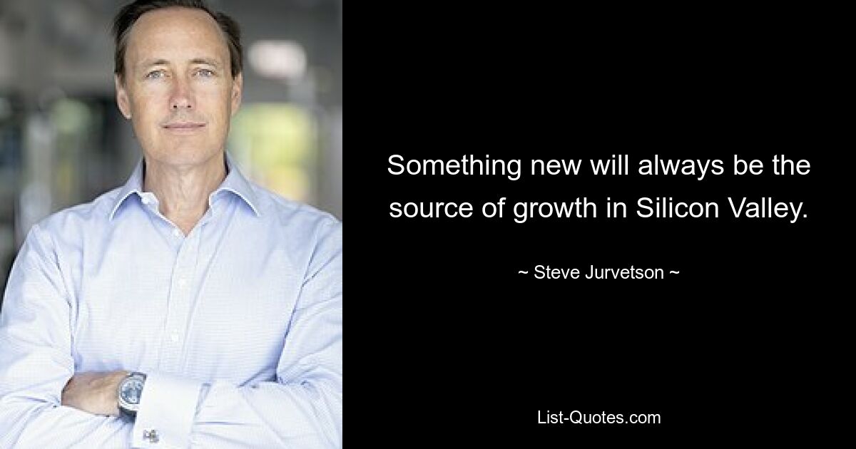 Something new will always be the source of growth in Silicon Valley. — © Steve Jurvetson