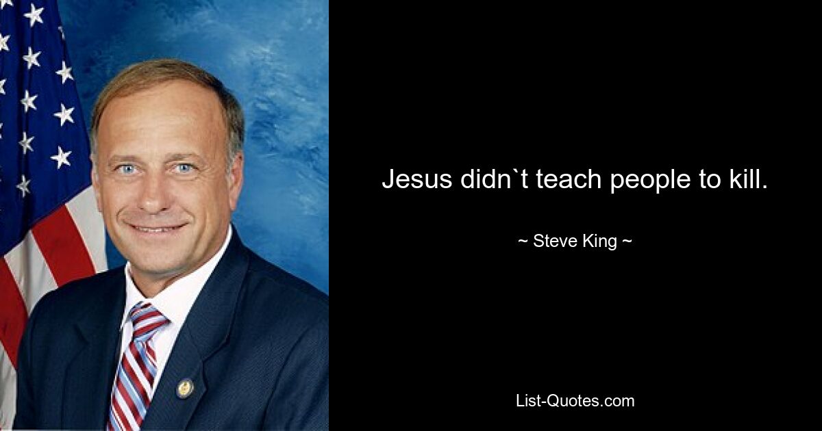 Jesus didn`t teach people to kill. — © Steve King