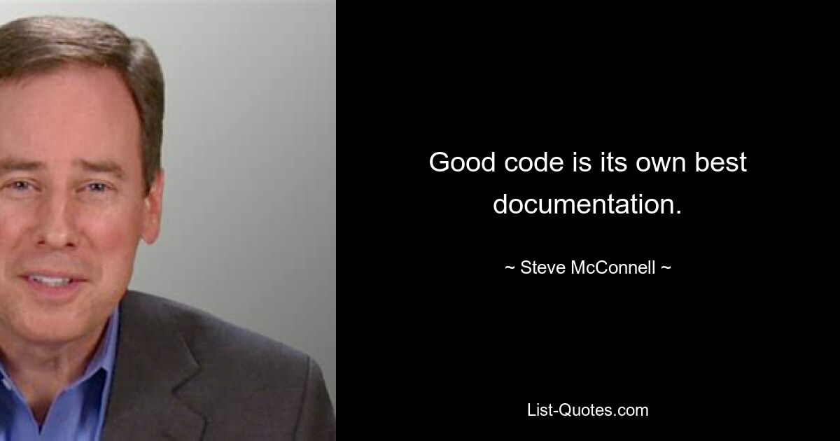 Good code is its own best documentation. — © Steve McConnell