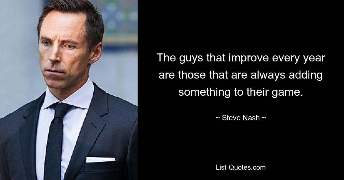 The guys that improve every year are those that are always adding something to their game. — © Steve Nash