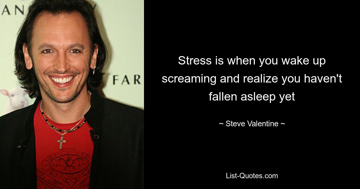 Stress entsteht, wenn man schreiend aufwacht und merkt, dass man noch nicht eingeschlafen ist – © Steve Valentine