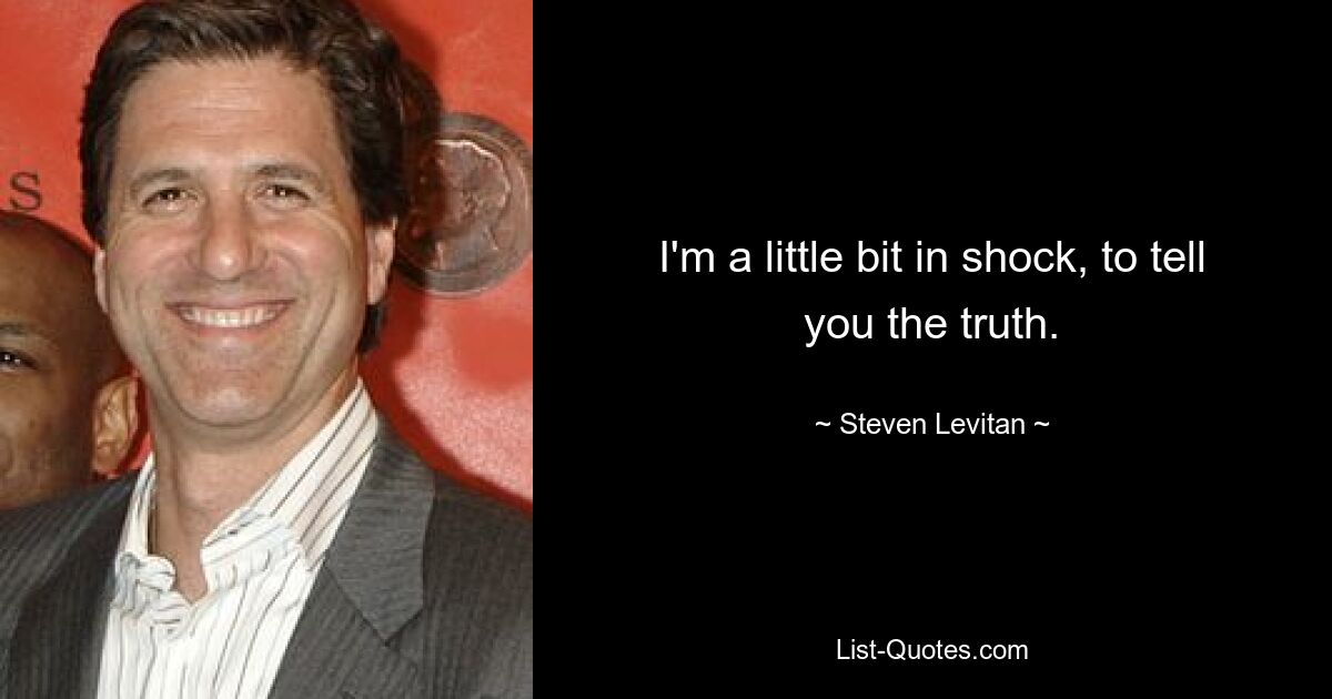 I'm a little bit in shock, to tell you the truth. — © Steven Levitan