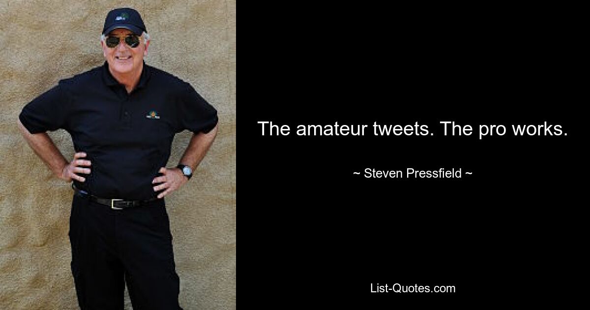 The amateur tweets. The pro works. — © Steven Pressfield