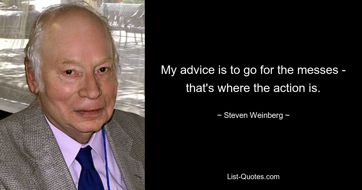 My advice is to go for the messes - that's where the action is. — © Steven Weinberg