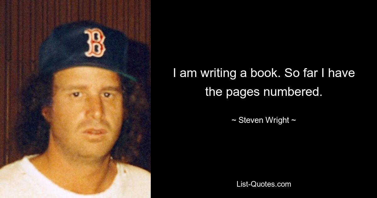 I am writing a book. So far I have the pages numbered. — © Steven Wright